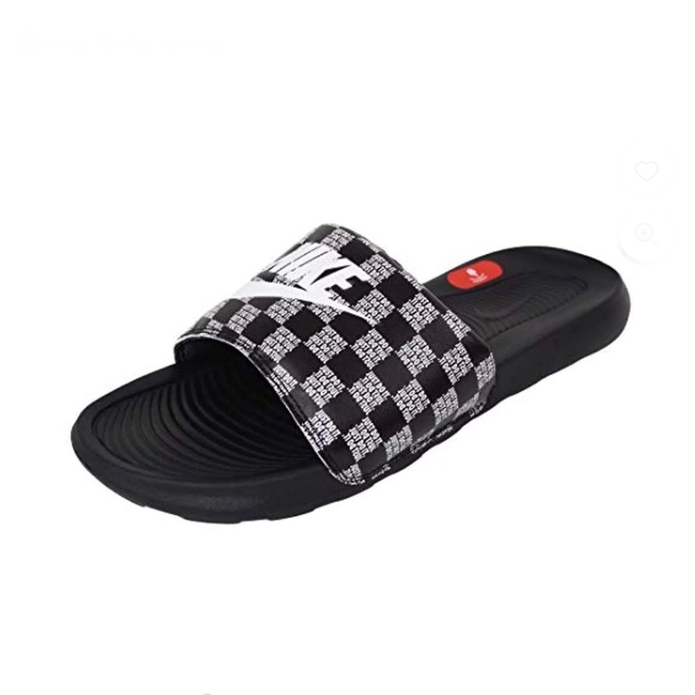 NWT Nike Victori One Men's Printed Slide Sandals white back check